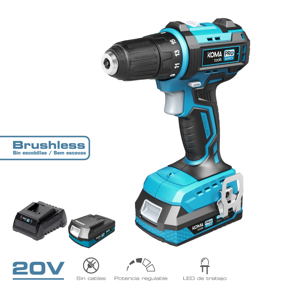 KIT TALADRO ATORNILLADOR BRUSHLESS 20 V