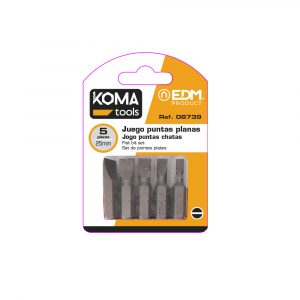 JUEGO PUNTAS PLANAS  5 PIEZAS x 25mm KOMA TOOLS