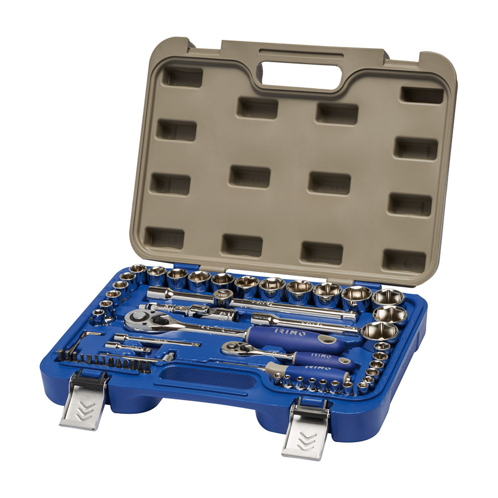 JUEGO CARRACA 1/2" 1/4", VASOS HEXAGONALES 1/2" (8-32mm) Y 1/4" (4-13mm), 58 PIEZAS 129-58-4