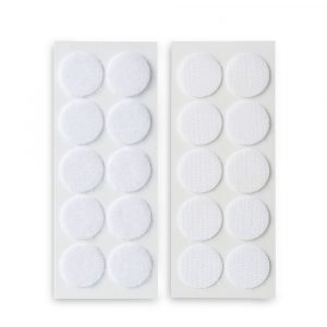 DISCOS ADHESIVOS DE CIERRE DE GANCHO Y BUCLE Ø20 mm. BLANCO