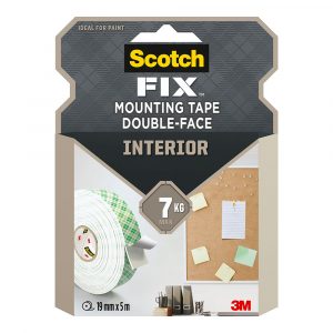 CINTA DOBLE CARA DE MONTAJE PARA INTERIORES, MÁX 7 Kg, 19 mm x 5 m