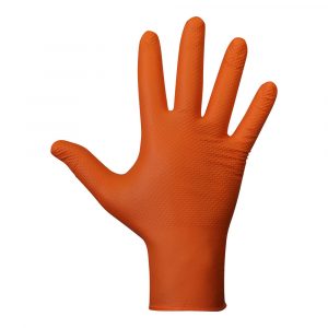 GUANTE AGILITY GRIP NBR SIN POLVO NARANJA TALLA 8. CAJA 50 uds
