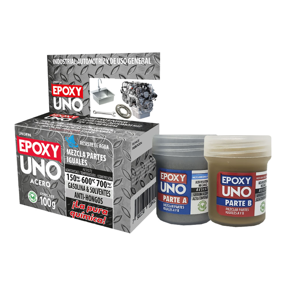 ADHESIVO EPOXY GENERAL ACERO 100gr UNOA98 FUSION EPOXY BLACK LABEL