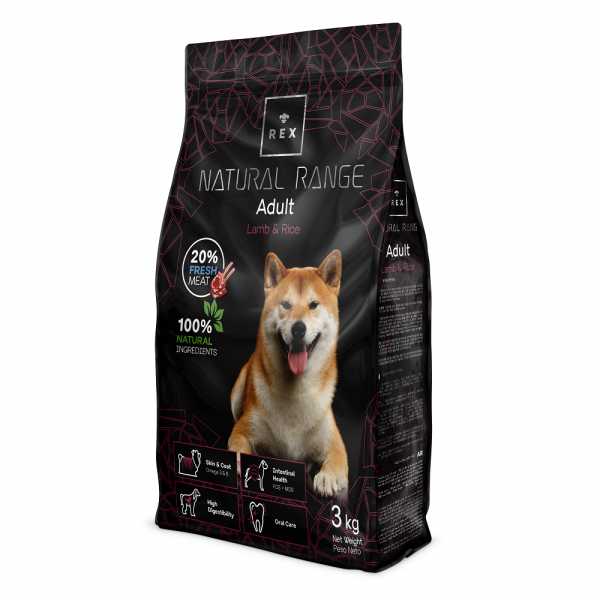 REX NATURAL RANGE ADULT LAMB & RICE 3 KG PERROS