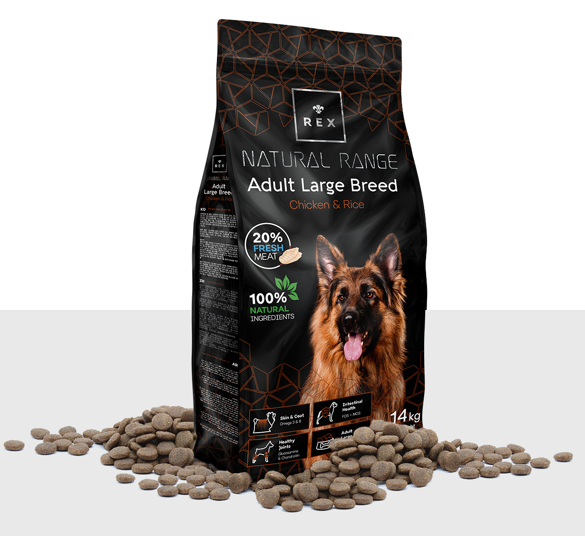 REX NATURAL RANGE ADULT LARGE BREEDS 14KG