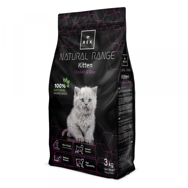 REX NATURAL RANGE KITTEN 3 KG GATOS CHICKEN & RICE