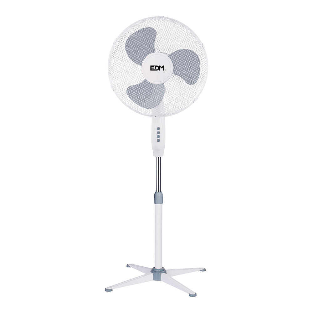 VENTILADOR DE PIE, BLANCO, POTENCIA 45 W, dB 60, ASPAS Ø40 cm, ALTURA REGULABLE 105-125 cm
