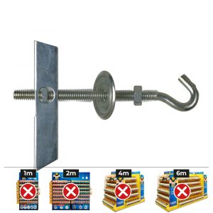 BASCULANTE CON GANCHO M4 CON ARANDELA Y TUERCA (CAJA 100 unid)