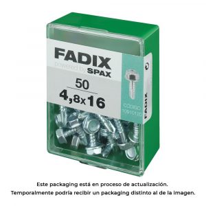 CAJA M 50 unid. TORNILLO ROSCA CHAPA HEXAGONAL AUTOT. 4,8x16mm FADIX