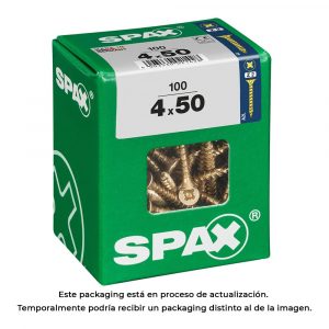 CAJA 100uds. TORNILLO MADERA SPAX CAB. PLANA YELLOX 4,0x50mm SPAX