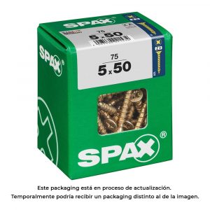 CAJA 75 uds. TORNILLO MADERA SPAX CAB. PLANA YELLOX 5,0x50mm SPAX