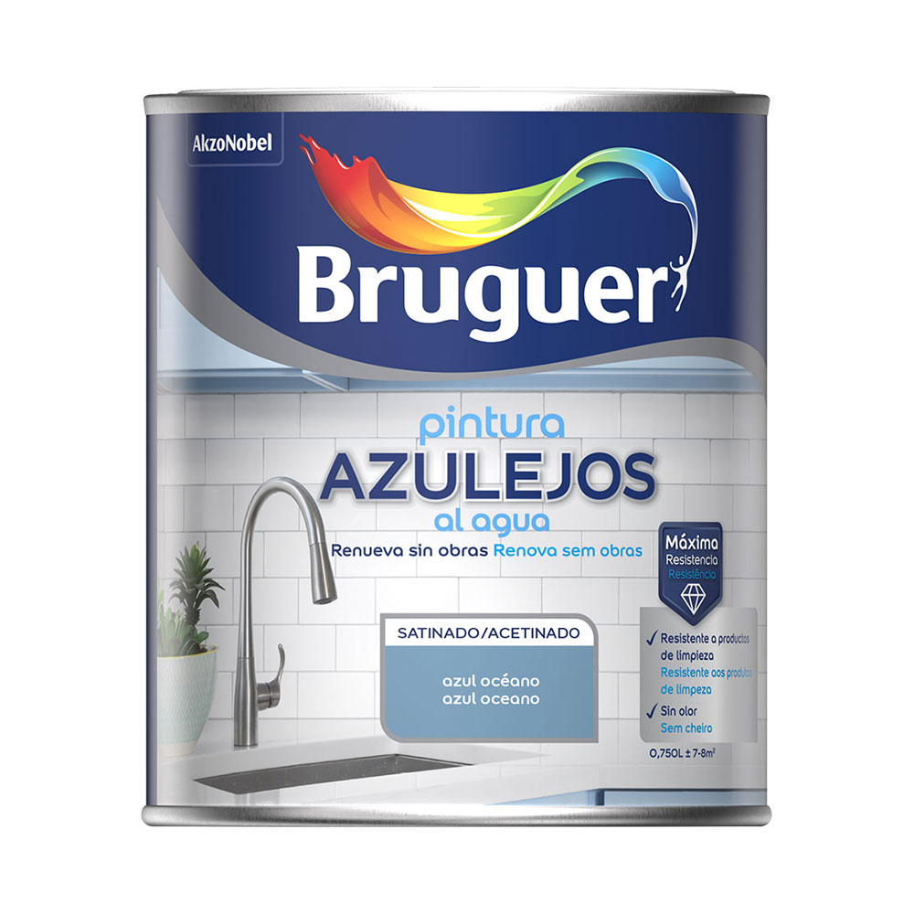 PINTURA AZULEJOS AL AGUA AZUL OCÉANO SATINADO 750 ml