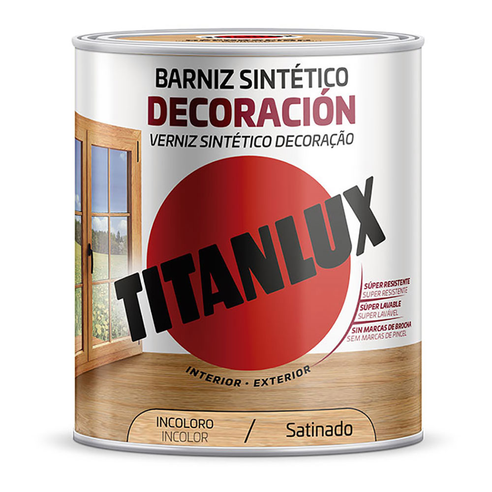 BARNIZ SINTÉTICO DECORACIÓN INCOLORO SATINADO 0,750L TITANLUX M11100034