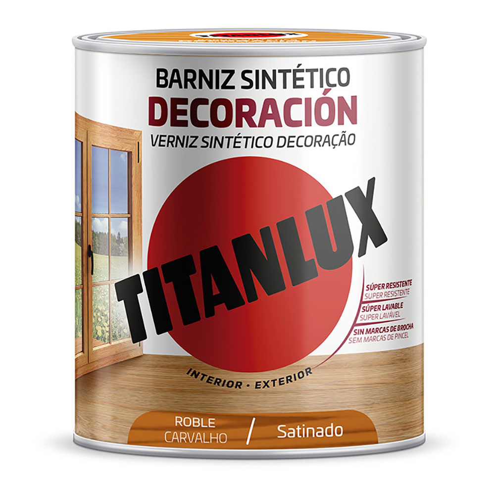 BARNIZ SINTÉTICO DECORACIÓN ROBLE SATINADO 0,250L TITANLUX M11100214