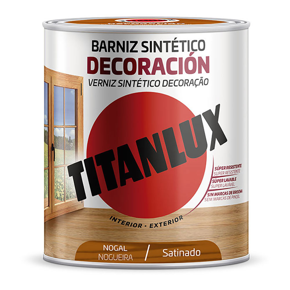 BARNIZ SINTÉTICO DECORACIÓN NOGAL SATINADO 750ml TITANLUX M11100334