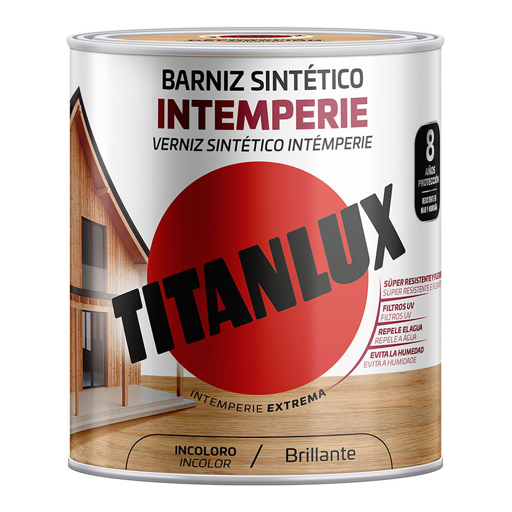 BARNIZ SINTÉTICO INTEMPERIE INCOLORO BRILLANTE 0,250L TITANLUX M14100014
