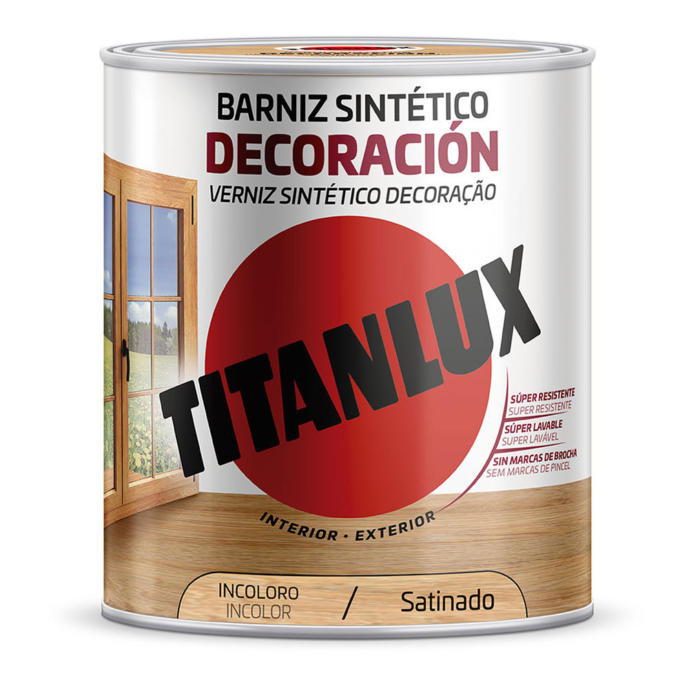 BARNIZ SINTÉTICO DECORACIÓN INCOLORO SATINADO 4L TITANLUX M11100004