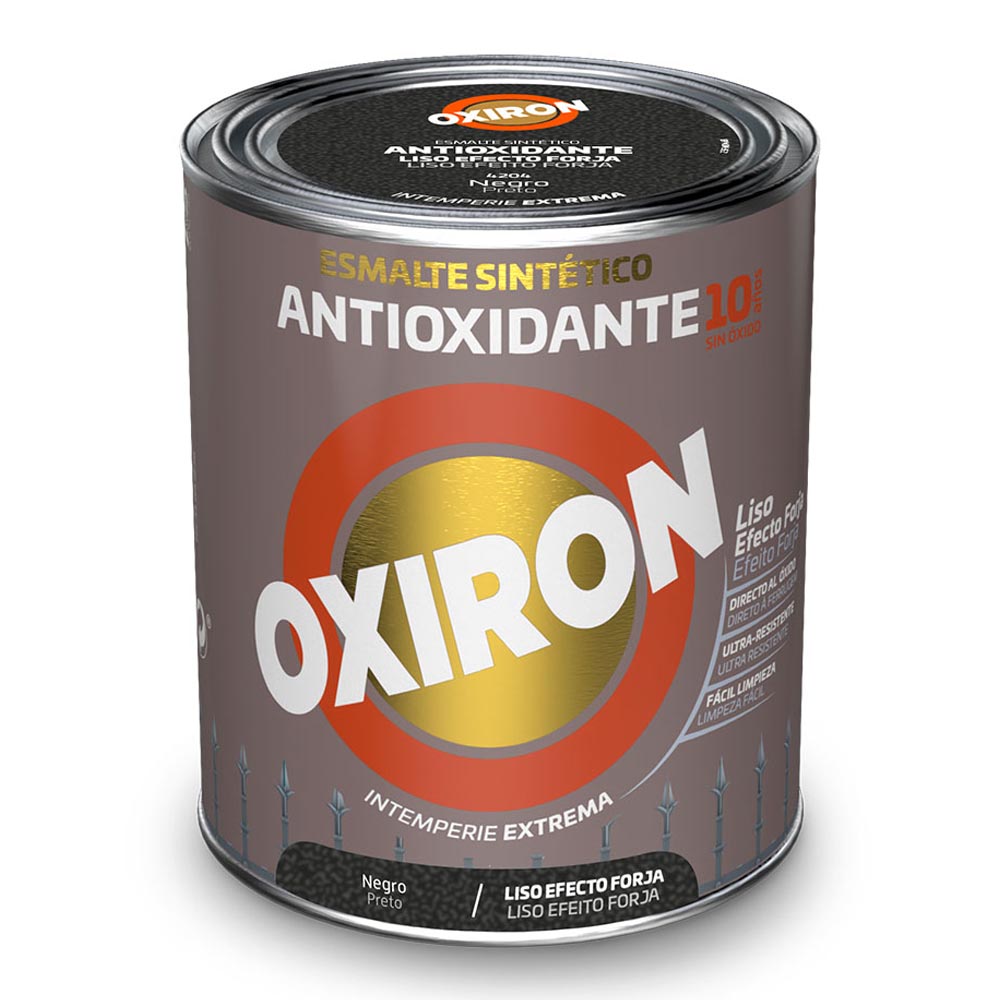ESMALTE SINTÉTICO METÁLICO ANTIOXIDANTE OXIRON NEGRO LISO EFECTO FORJA 750ml TITAN 5809097