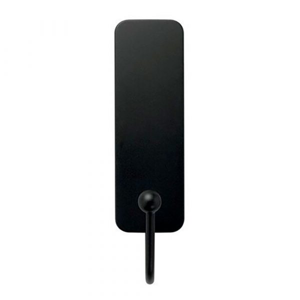 GANCHO MEDIANO, NEGRO MATE, 25 x 35 x 95 mm, 1 ud + 2 TIRAS, MÁX 1,3 kg