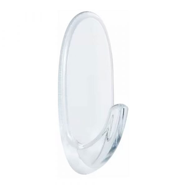 GANCHO MEDIANO TRASPARENTE, 25 x 60 x 25 mm, 2 uds + 4 TIRAS