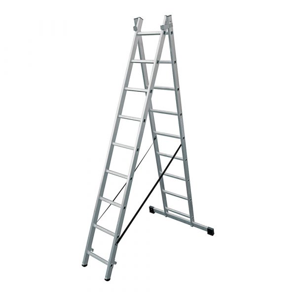 ESCALERA TRANSFORMABLE DE ALUMINIO 2 x 9 PELDAÑOS