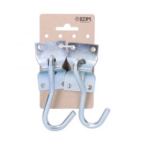 2 unid. PLACA CON GANCHO COLGADOR DE HAMACA 70x45mm CROMO