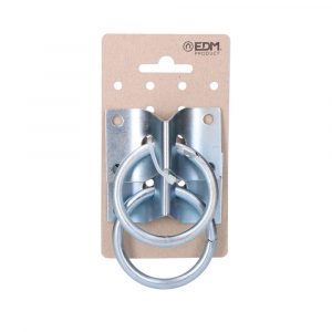 2 PLACAS CON ANILLA APARCA PERROS 70x5mm  CROMADAS