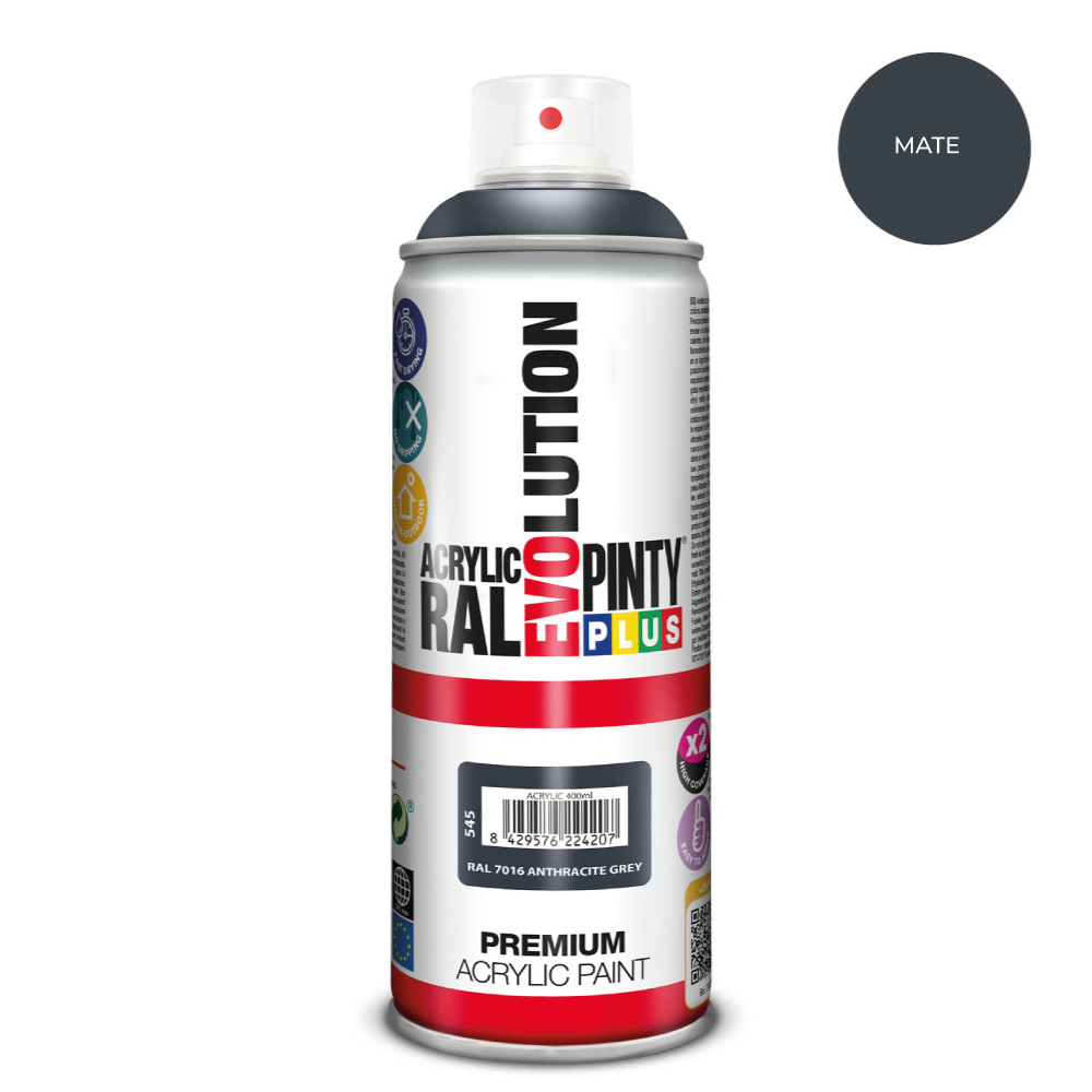 PINTURA ACRÍLICA SPRAY EVOLUTION 520 cc RAL 7016 MATT ANTHRACITE GREY 300 g