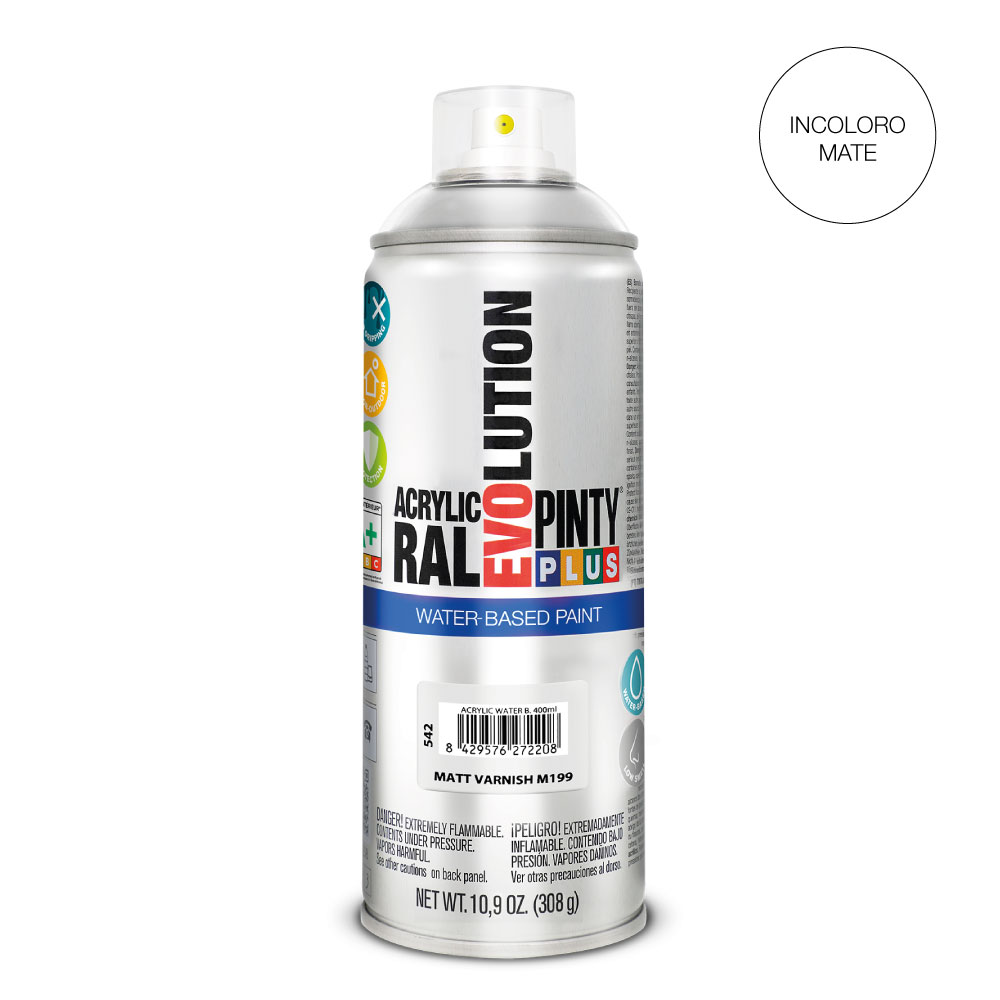 PINTURA EN SPRAY PINTYPLUS EVOLUTION WATER-BASED 520 cc M199 BARNIZ MATE