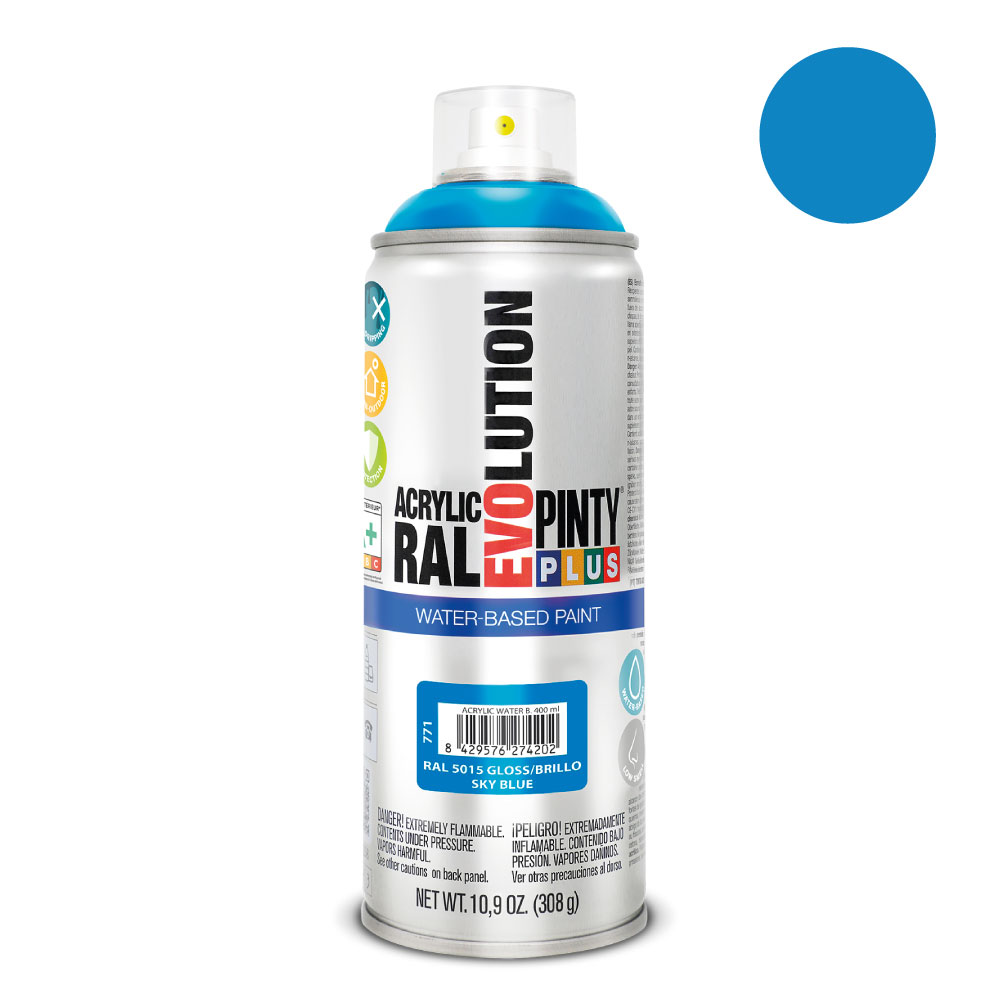 PINTURA ACRÍLICA SPRAY EVOLUTION WATER-BASED 520 cc RAL 5015 AZUL CELESTE