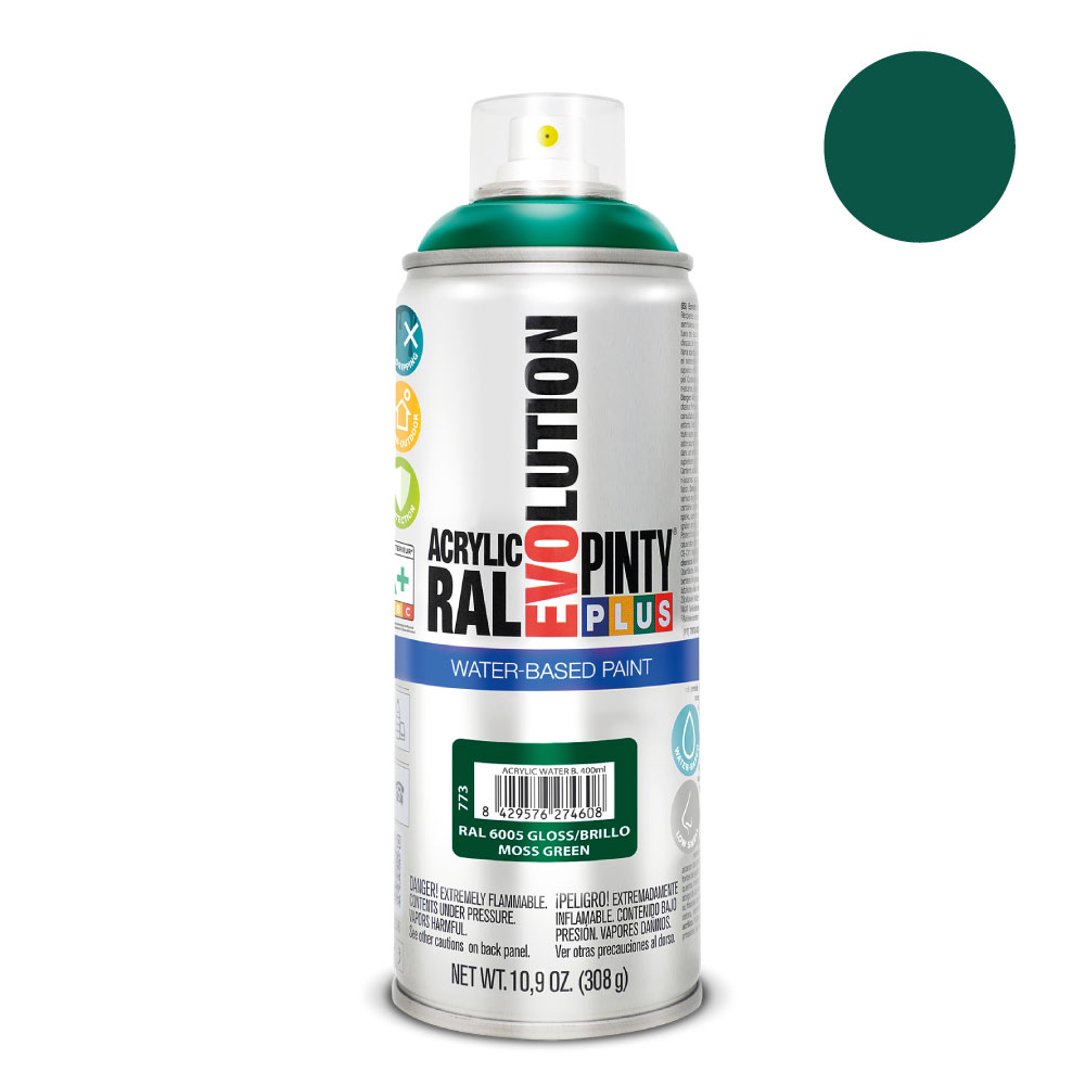 PINTURA ACRÍLICA SPRAY EVOLUTION WATER-BASED 520 cc RAL 6005 VERDE MUSGO