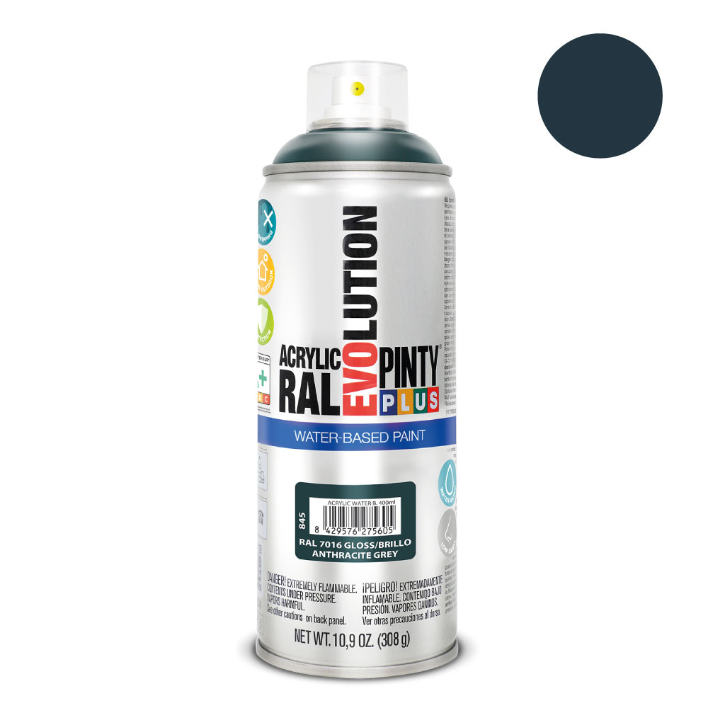 PINTURA ACRÍLICA SPRAY EVOLUTION WATER-BASED 520 cc RAL 7016 GRIS ANTRACITA