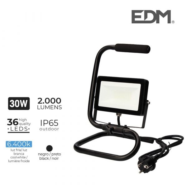 FOCO PROYECTOR LED CON PIE 30W 2000 Lm 6400K LUZ FRIA